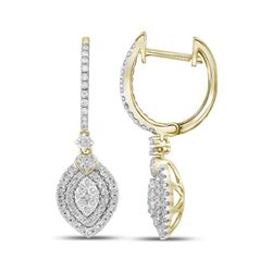 0.95 CTW Diamond Double Oval Dangle Earrings 14KT Yellow Gold - REF-97K4W