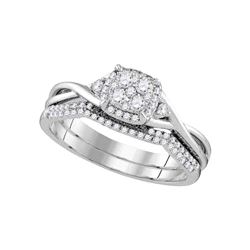 0.38 CTW Diamond Cluster Bridal Engagement Ring 14k White Gold - REF-64K4W