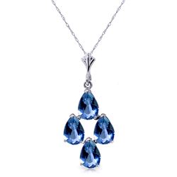 Genuine 1.50 ctw Blue Topaz Necklace Jewelry 14KT White Gold - REF-20P4H