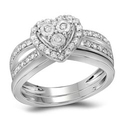 0.75 CTW Diamond Heart Bridal Engagement Ring 10KT White Gold - REF-71H3M