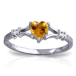 Genuine 0.47 ctw Citrine & Diamond Ring Jewelry 14KT White Gold - REF-27K2V