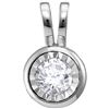 Image 1 : 0.08 CTW Diamond Solitaire Faceted Framed Pendant 10KT White Gold - REF-9F7N