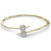 Image 1 : 0.76 CTW Princess Diamond Double Cluster Bangle Bracelet 14KT Yellow Gold - REF-112X5Y
