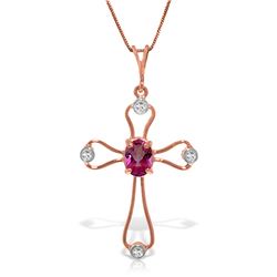 Genuine 0.57 ctw Pink Topaz & Diamond Necklace Jewelry 14KT Rose Gold - REF-40V8W
