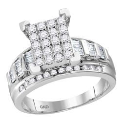 1.5 CTW Diamond Cluster Bridal Engagement Ring 10KT White Gold - REF-104Y9X