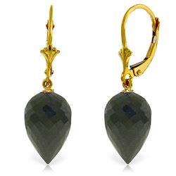 Genuine 24.5 ctw Black Spinel Earrings Jewelry 14KT Yellow Gold - REF-33N7R