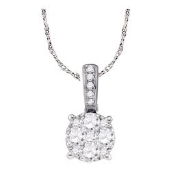 0.23 CTW Diamond Circle-shape Larissa Cluster Pendant 18KT White Gold - REF-41X9Y
