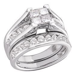 0.50 CTW Princess Diamond Bridal Engagement Ring 10KT White Gold - REF-41Y2X
