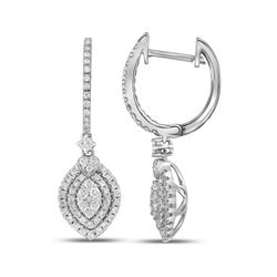 0.95 CTW Diamond Double Oval Dangle Earrings 14KT White Gold - REF-97W4K