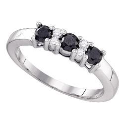 0.59 CTW Black Color Diamond Ring 10KT White Gold - REF-22K4W