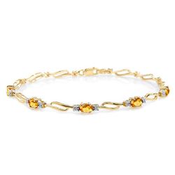 Genuine 3.39 ctw Citrine & Diamond Bracelet Jewelry 14KT Yellow Gold - REF-82V5W