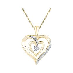 0.10 CTW Diamond Solitaire Heart Pendant 10KT Yellow Gold - REF-20Y9X