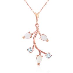 Genuine 0.60 ctw Opal & Aquamarine Necklace Jewelry 14KT Rose Gold - REF-32Z8N