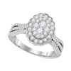 Image 1 : 0.98 CTW Diamond Oval Flower Cluster Ring 10KT White Gold - REF-112X5Y