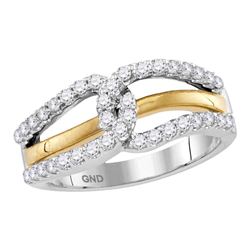 0.50 CTW Diamond Lasso Loop Ring 10KT Two-tone Gold - REF-47X9Y
