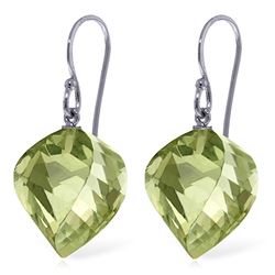 Genuine 26 ctw Green Amethyst Earrings Jewelry 14KT White Gold - REF-42R2P