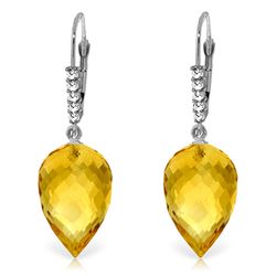 Genuine 19.15 ctw Citrine & Diamond Earrings Jewelry 14KT White Gold - REF-49F2Z