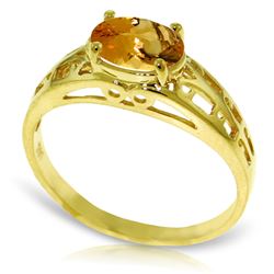 Genuine 1.15 ctw Citrine Ring Jewelry 14KT Yellow Gold - REF-32F3Z