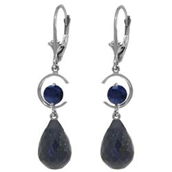Genuine 18.6 ctw Sapphire Earrings Jewelry 14KT White Gold - REF-49A2K
