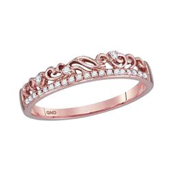 0.07 CTW Diamond Floral Stackable Ring 10KT Rose Gold - REF-13K4W