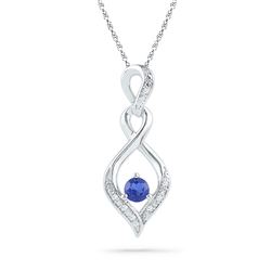 0.02 CTW Created Blue Sapphire Solitaire Pendant 10KT White Gold - REF-8K9W