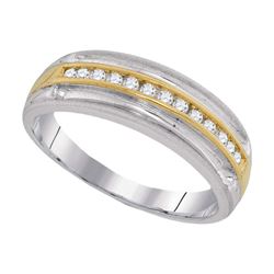 0.25 CTW Mens Diamond Wedding Anniversary Ring 10KT Two-tone Gold - REF-30F2N