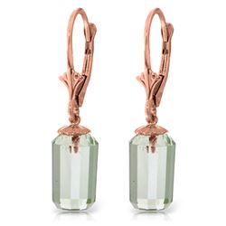 Genuine 9 ctw Green Amethyst Earrings Jewelry 14KT Rose Gold - REF-25W6Y