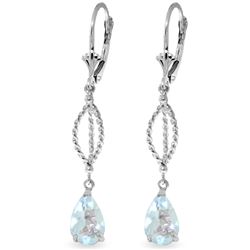 Genuine 3 ctw Aquamarine Earrings Jewelry 14KT White Gold - REF-54R2P