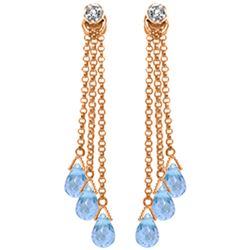 Genuine 10.53 ctw Blue Topaz & Diamond Earrings Jewelry 14KT Rose Gold - REF-34V7W