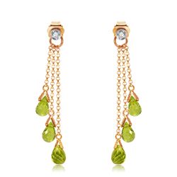 Genuine 10.53 ctw Peridot & Diamond Earrings Jewelry 14KT Rose Gold - REF-33T7A