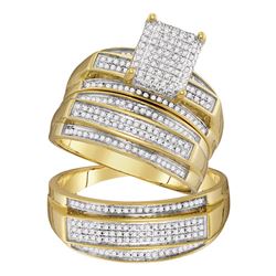 0.69 CTW His & Hers Diamond Matching Bridal Ring 10KT Yellow Gold - REF-82K4W