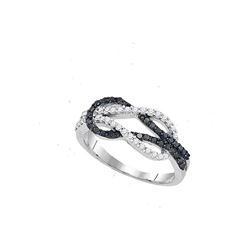 0.51 CTW Black Color Diamond Double Linked Knot Ring 10KT White Gold - REF-30H2M