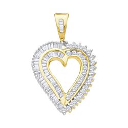 0.84 CTW Diamond Heart Love Pendant 14KT Yellow Gold - REF-52Y4X