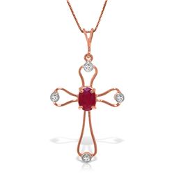 Genuine 0.57 ctw Ruby & Diamond Necklace Jewelry 14KT Rose Gold - REF-42M2T