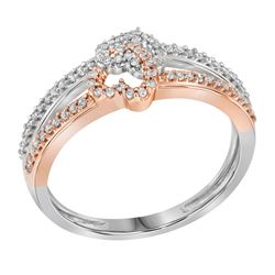 0.20 CTW Diamond Double Heart Ring 10KT Two-tone Gold - REF-19H4M