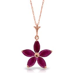 Genuine 1.40 ctw Ruby Necklace Jewelry 14KT Rose Gold - REF-30Z7N
