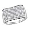 Image 1 : 0.59 CTW Mens Pave-set Diamond Rectangle Convex Cluster Ring 10KT White Gold - REF-82M4H