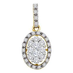 0.50 CTW Diamond Oval Cluster Pendant 14KT Yellow Gold - REF-44X9Y