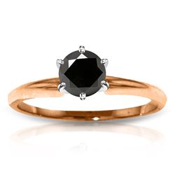 Genuine 1.0 ctw Black Diamond Ring Jewelry 14KT Rose Gold - REF-81P2H
