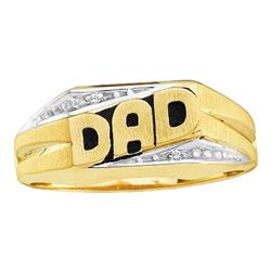 0.01 CTW Mens Diamond Dad Ring 10KT Yellow Gold - REF-14W9K