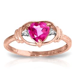 Genuine 0.96 ctw Pink Topaz & Diamond Ring Jewelry 14KT Rose Gold - REF-40V5W