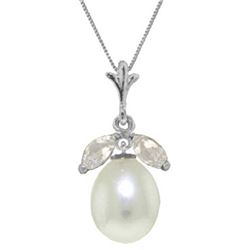 Genuine 4.5 ctw White Topaz Necklace Jewelry 14KT White Gold - REF-24Z3N