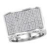 Image 1 : 0.83 CTW Mens Pave-set Diamond Rectangle Concave Cluster Ring 10KT White Gold - REF-71Y9X