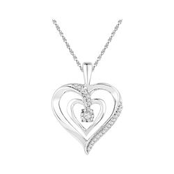 0.10 CTW Diamond Solitaire Heart Pendant 10KT White Gold - REF-20K9W