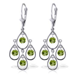 Genuine 2.4 ctw Peridot Earrings Jewelry 14KT White Gold - REF-54X9M