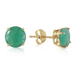 Genuine 3.3 ctw Emerald Earrings Jewelry 14KT Yellow Gold - REF-50W5Y