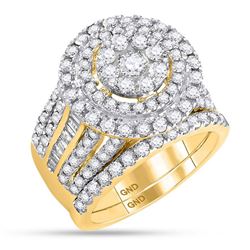 3.12 CTW Diamond Cluster Bridal Engagement Ring 14KT Yellow Gold - REF-254W9K