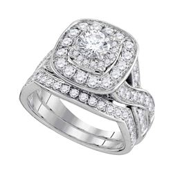 1.97 CTW Diamond Halo Bridal Engagement Ring 14KT White Gold - REF-302X9Y
