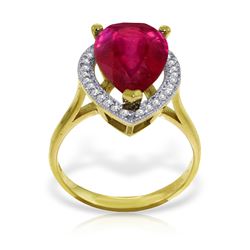 Genuine 5.51 ctw Ruby & Diamond Ring Jewelry 14KT Yellow Gold - REF-103W8Y