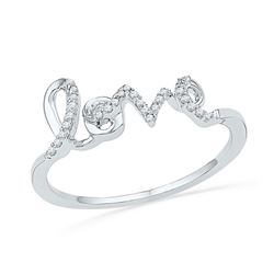 0.08 CTW Diamond Love Ring 10KT White Gold - REF-12W2K